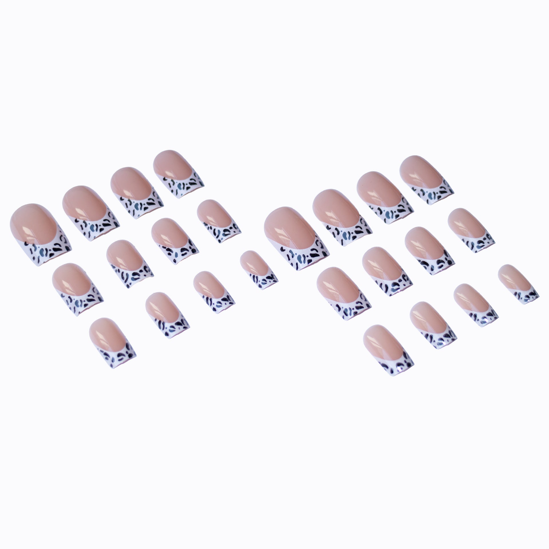 Wholesale Square head French leopard print wearable manicure