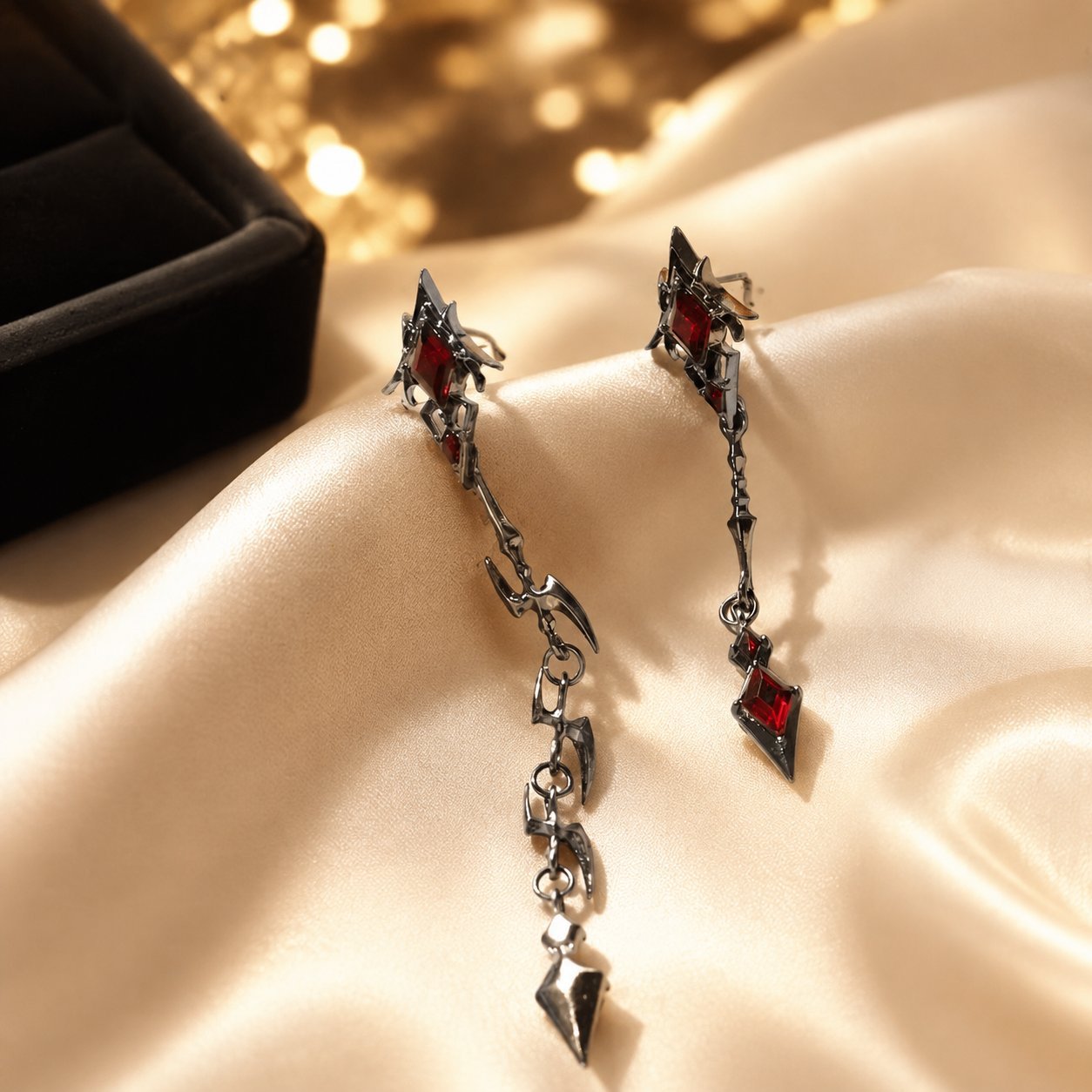 Wholesale Gothic Style  Alloy Earrings Red Heart Cross Design Party Wear Jewelry Accessory
