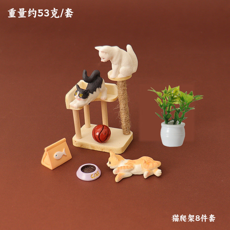 Wholesale Miniature cat climbing frame simulation cat toy model Doll Accessories