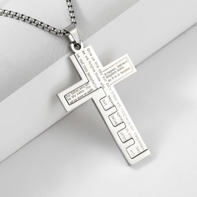 Wholesale Stainless Steel Cross Hip-hop Personality Fashion Snake Bone Chain Titanium Steel Necklaces