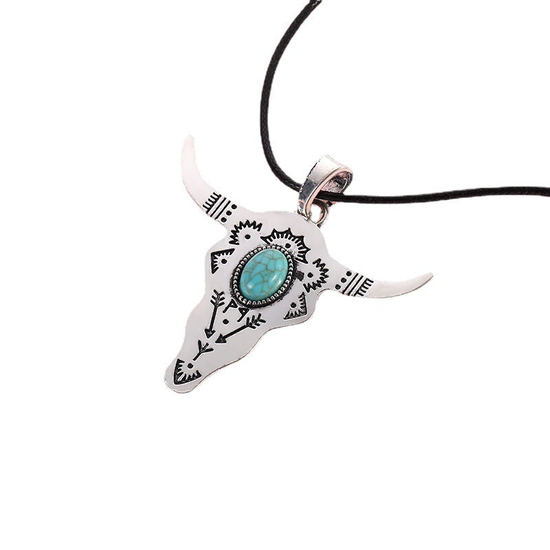 Wholesale 20pcs Vintage Turquoise Bull Head Necklace