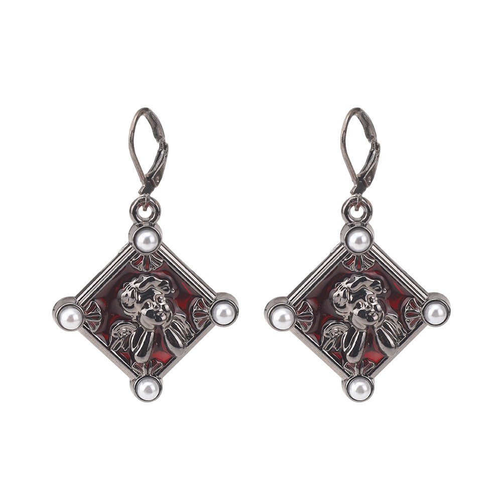 Wholesale Dark Gothic Red Love Cross Butterfly Earrings