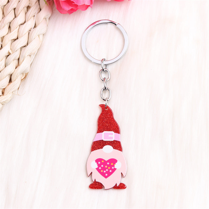 Wholesale Valentine's Day Dwarf Horseshoe Sweater Hat Acrylic Keychain