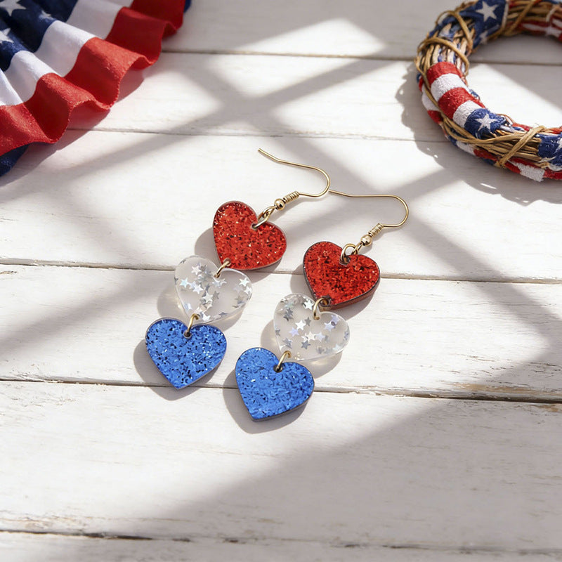 Wholesale Independence Day Anniversary Love Star Spangled Banner Acrylic Earrings