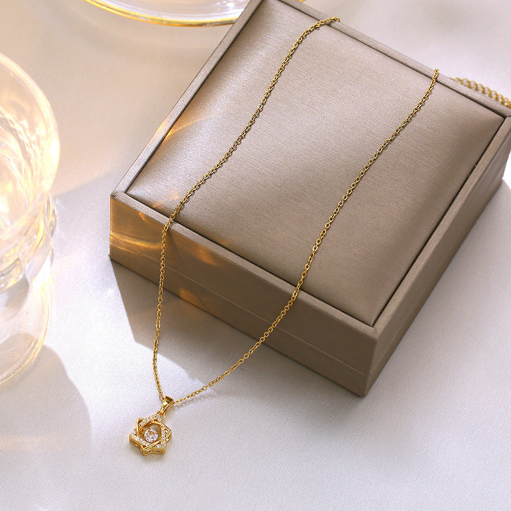 Collares de clavícula de acero de titanio hexagrámico de 18k al por mayor