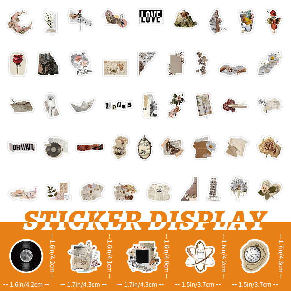 Wholesale 100 Pieces of Old Vintage Newspaper Waterproof Vinyl Stickers