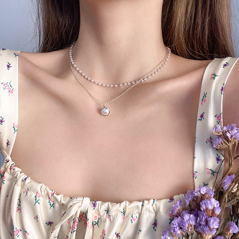 Wholesale Double pearl clavicle necklace