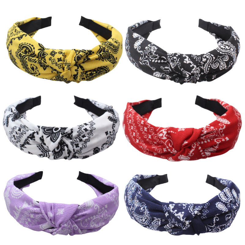 Wholesale Cashew Flower Vintage Wide Edge Fabric Headband