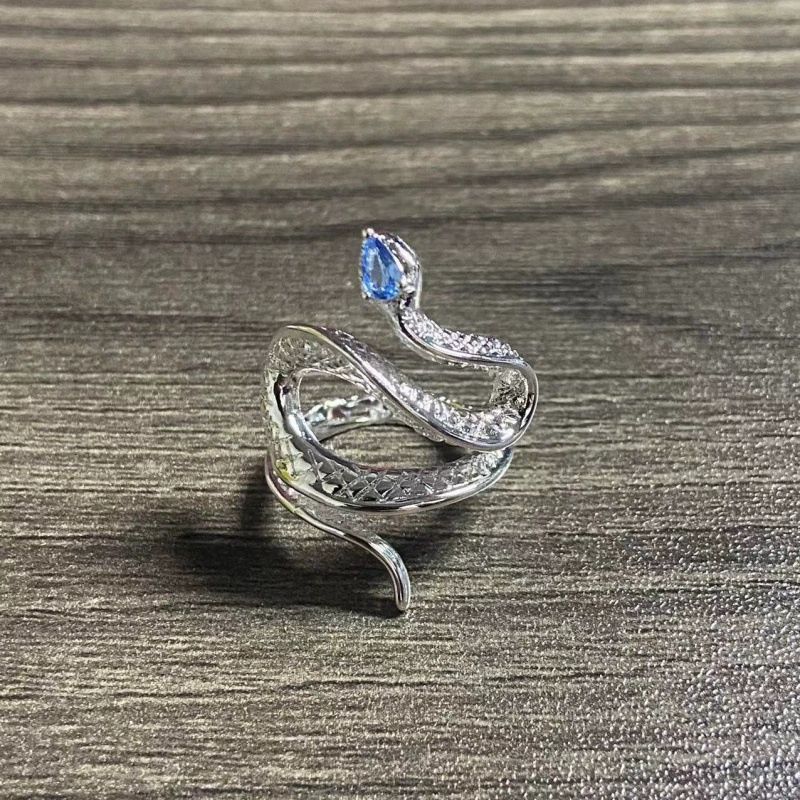 Wholesale 20pcs Snake Silver Jewelry All-match Niche Topaz Snake Ring