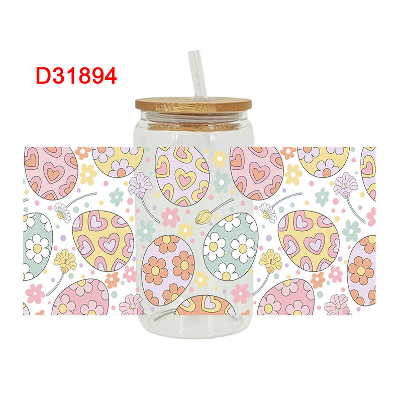 Wholesale Colorful rabbit bow Easter 16oz Cup UV DTF Wraps