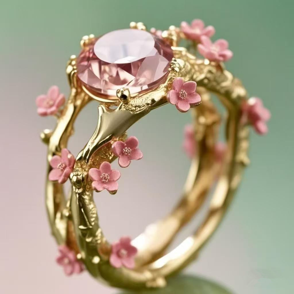 Wholesale  Pink Flower Alloy Ring