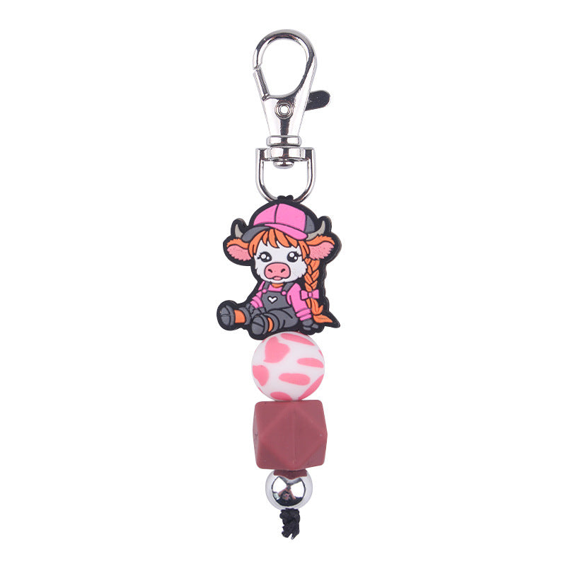 Wholesale Creative Cartoon Beef Beef Beaded Silicone Keychain