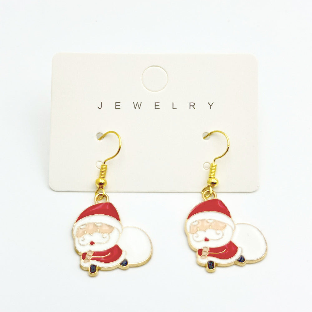 Wallesar Santa Claus Christmas Tree Cartoon Earrings