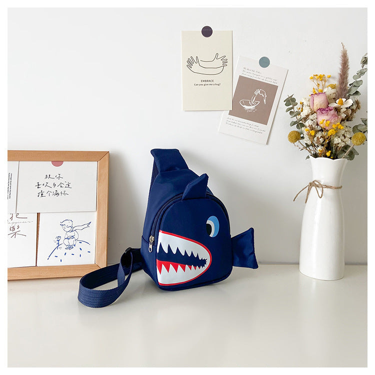 Wholesale Oxford Cloth Cartoon Shark Kids Messenger Bag