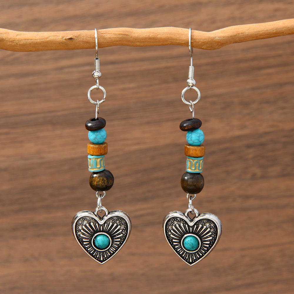 Wholesale Bohemian Turquoise Bull Head Earrings