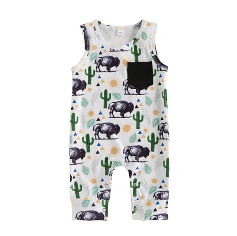 Wholesale Cotton Boys Cactus Jumpsuit