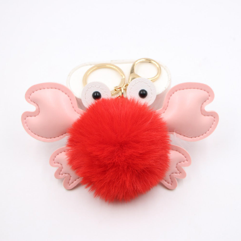 Wholesale Stylish White Leather Crab Pendant Keychain Bag Charm Decorative Gift Accessory