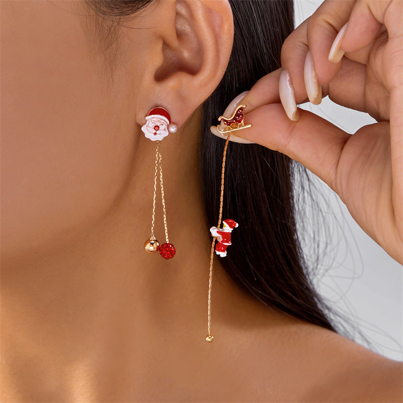 Wholesale Christmas colorful Christmas tree cute snowman long earrings