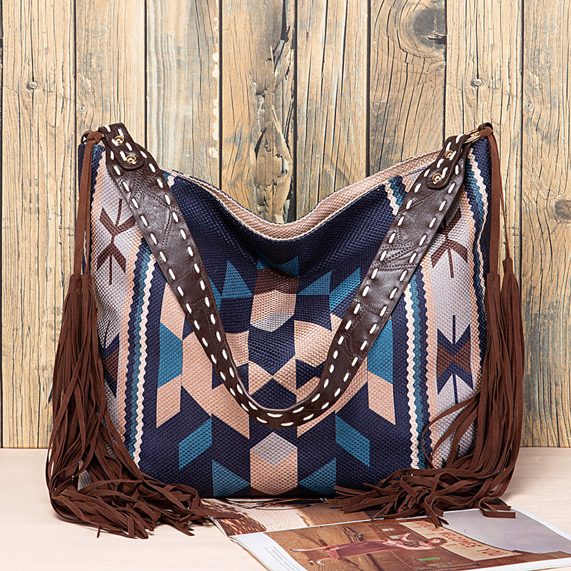 Wholesale Aztec Flowing Cotton and Hemp Canvas Handheld Shoulder Bag