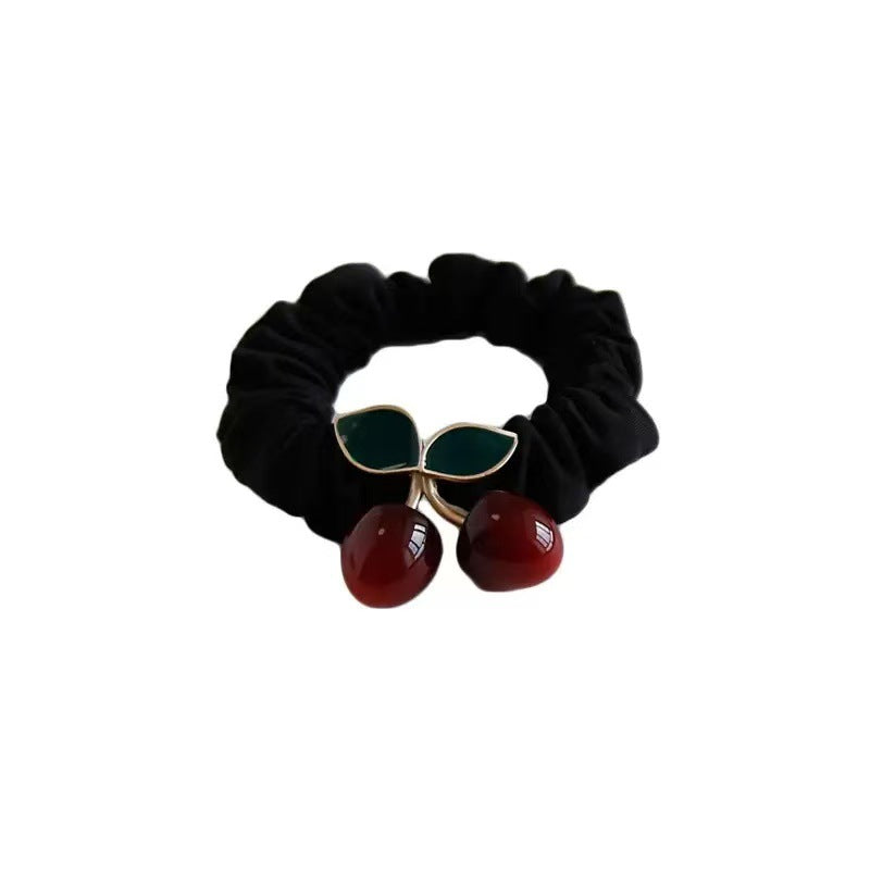 Wholesale  Simple Vintage Cherry Hair Ring High Elastic Hair Rope Ball Head Rubber Tendon All-match Hair Rope Elegant Headwear