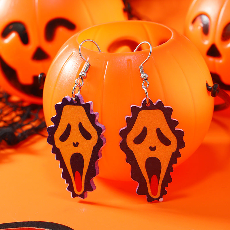 Wholesale 2023 Halloween Irregular Creative Multicolor Horror Acrylic Earrings