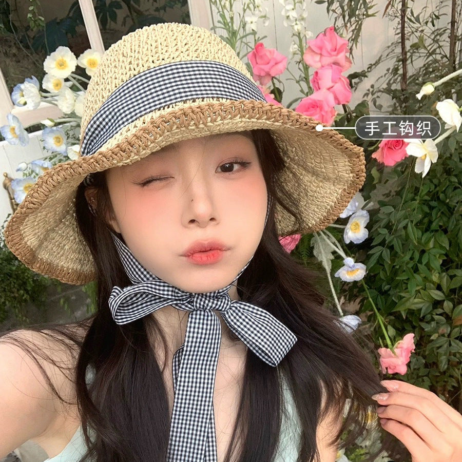 Wholesale Sweet Sunscreen Fisherman's Hat with Big Eaves and Small Woven Straw Hats