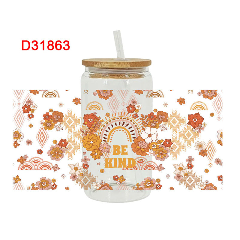 Wholesale Flower Mushroom Bow 16oz Cup UV DTF Wraps