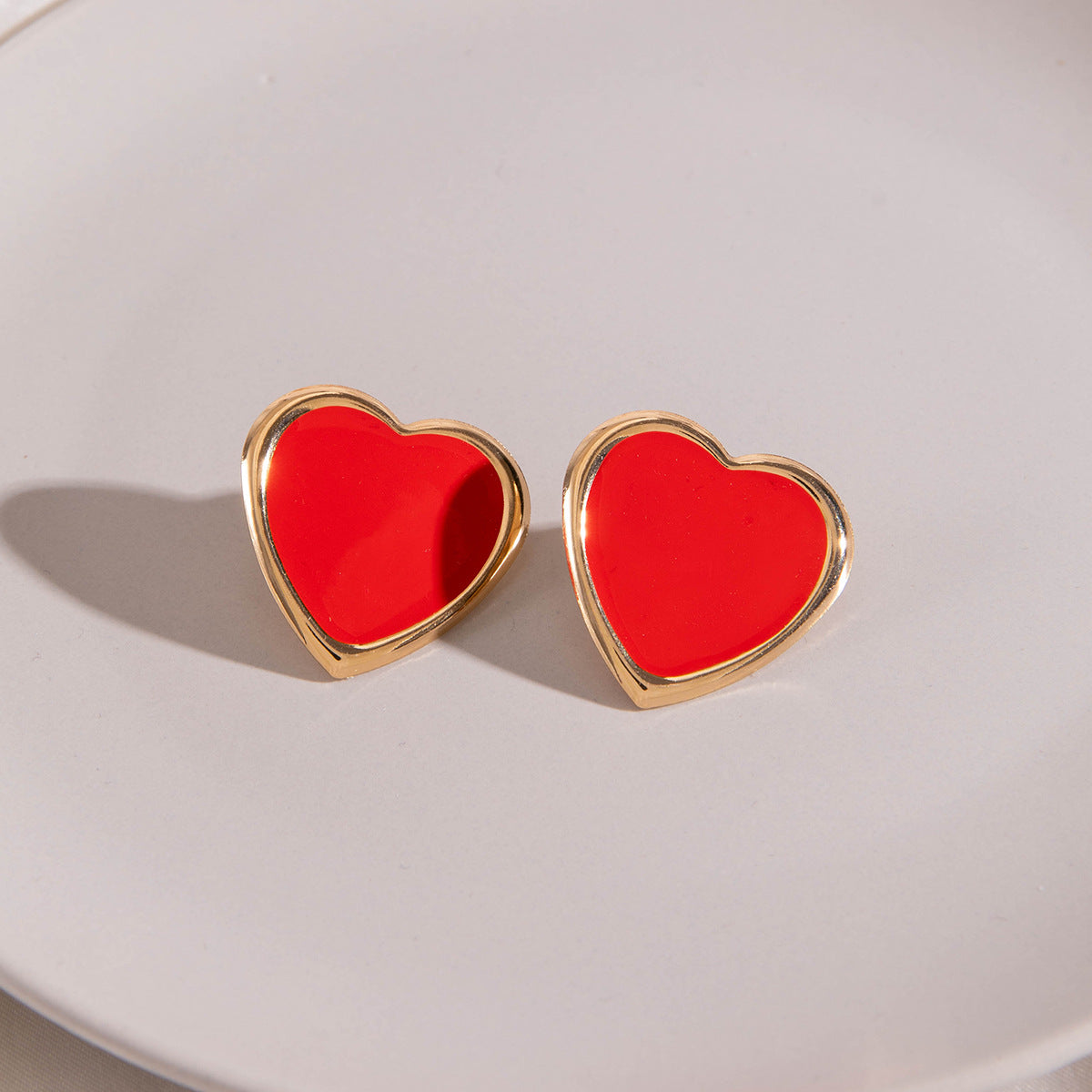 Wholesale Red Peach Heart Valentine' s Day Earrings