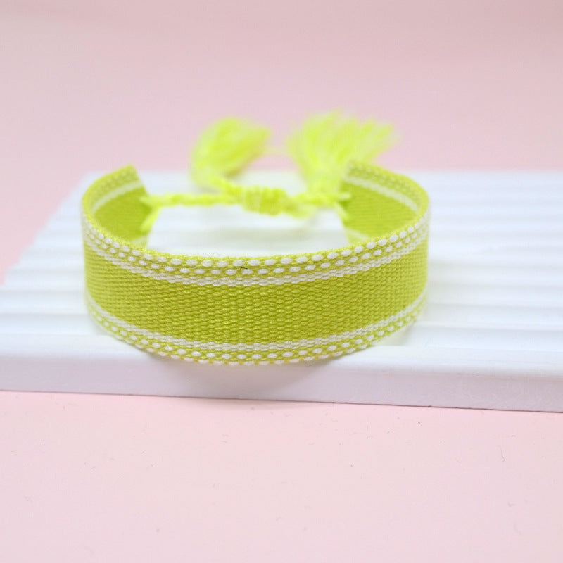 Wholesale Cord Embroiderable Logo Letter Woven Tassel Bracelet