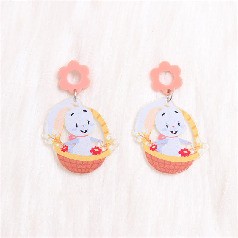 Wholesale Easter Egg Bunny Acrylic Print Earrings