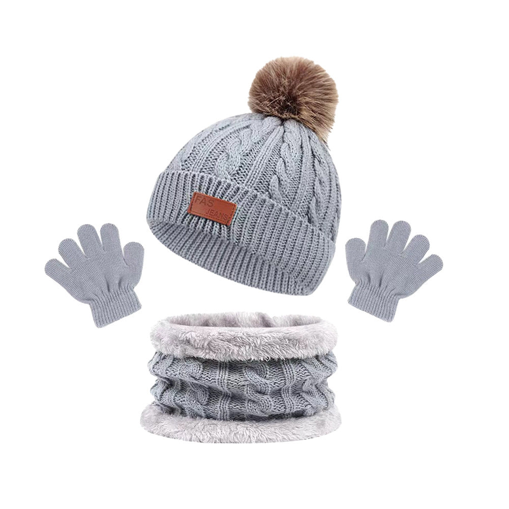 Wholesale Children's Hat Scarf Gloves Three Piece Set for Autumn and Winter Warm Woolen Hat