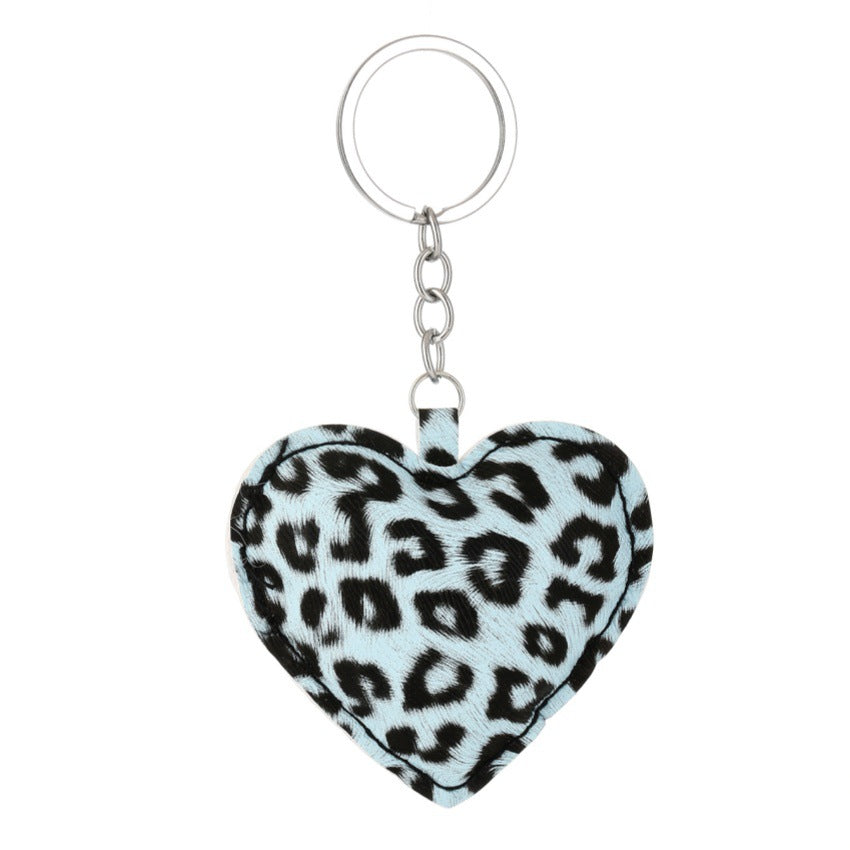 Wholesale PU Leopard Print Cotton Filled Heart Keychain Pendant