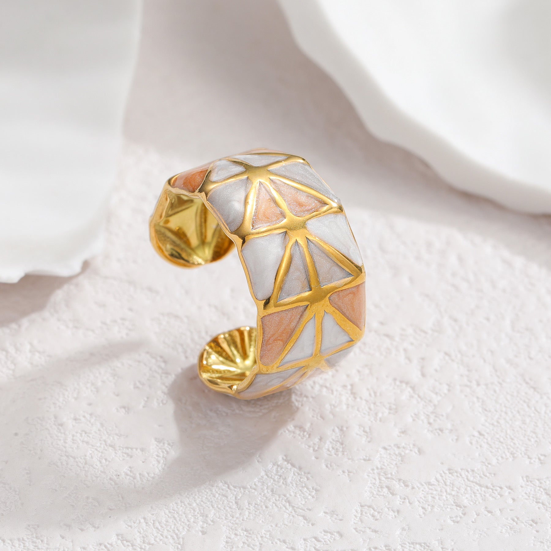 Wholesale Stainless Steel Spliced Triangle Drop Oil Ring Open Adjustable Women S Fashion Jewelry
