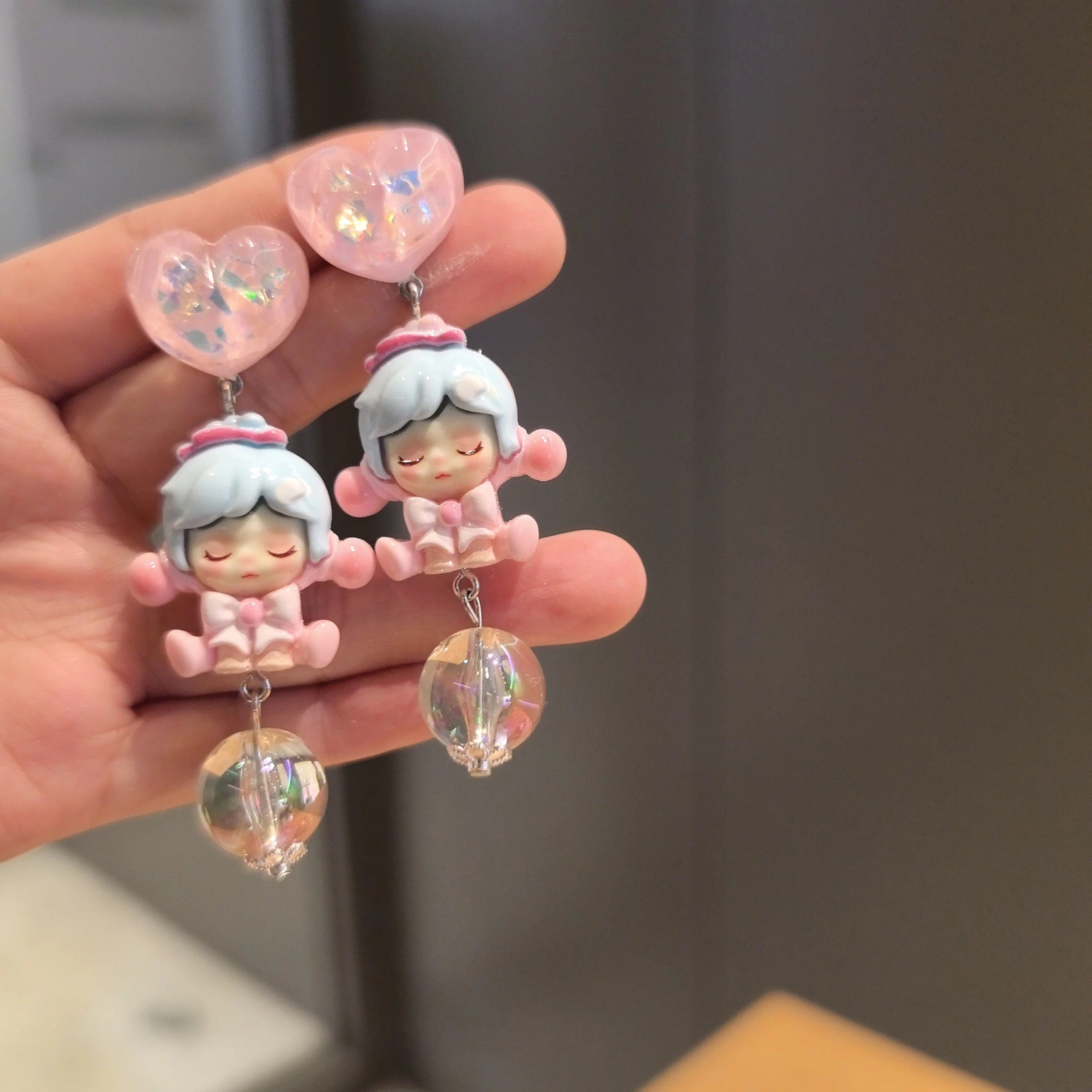 Wholesale personality 925 silver needle tide play pink love cute