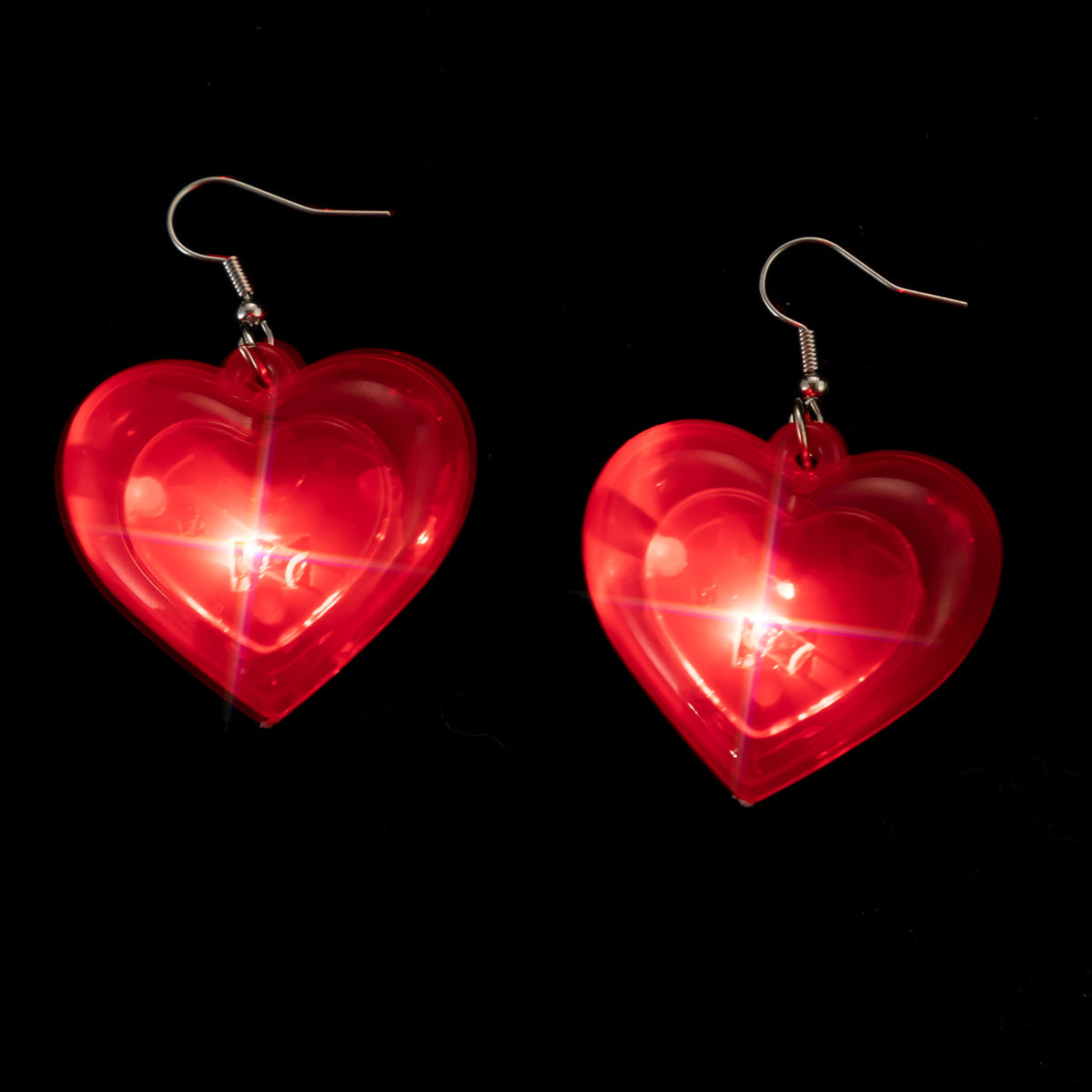 Wholesale Valentine's Day Series LED Lights, Heart-shaped Luminous Plastic Earrings