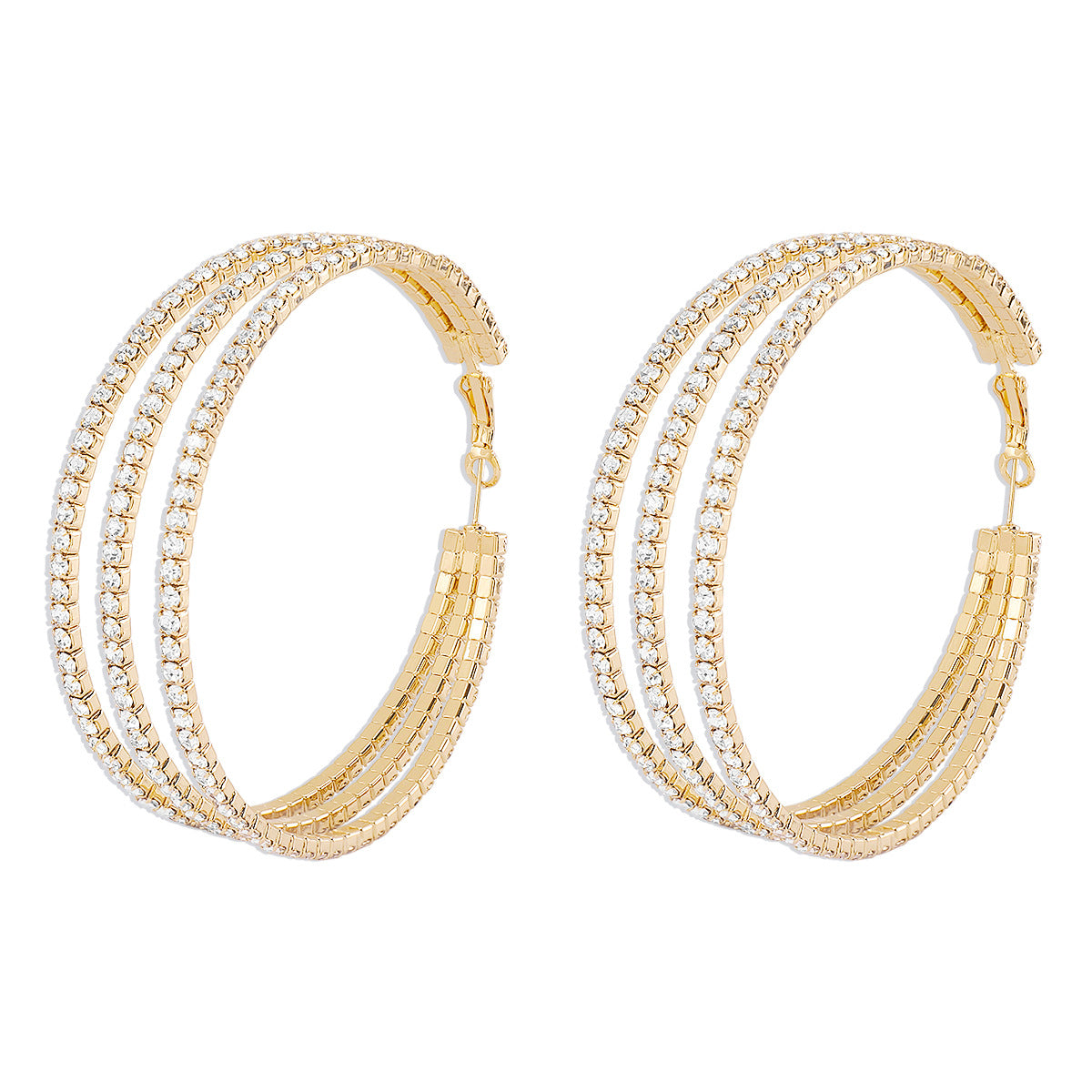 Wholesale Retro Exaggerated Multi-layered Circle Full Diamond Earrings
