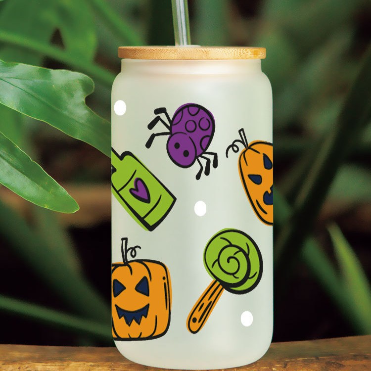 Wholesale Pumpkin Ghost Witch Halloween 16oz Cup UV DTF Wraps