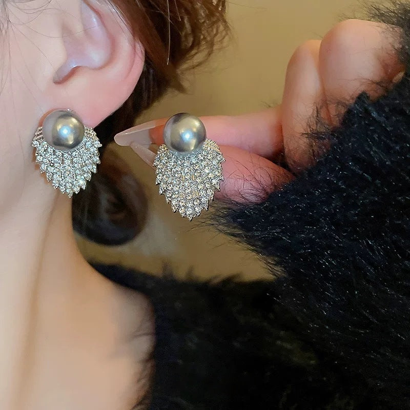 Wholesale Bridal Pearl Drop Earrings Sparkly Tassel Design Alloy Jewelry White Party Fashion Accessory For Gift Boutique Resale