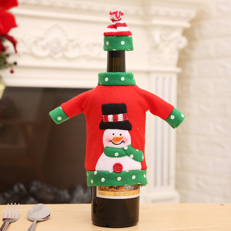 Wholesale Christmas Embroidery Cartoon Wine Bottle Cover Decoration
