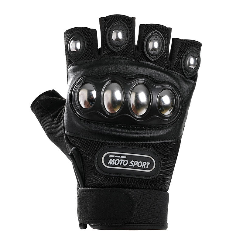 Wholesale Microfiber Shock Absorption and Wear-resistant Steel Shell Half Finger Cycling Gloves