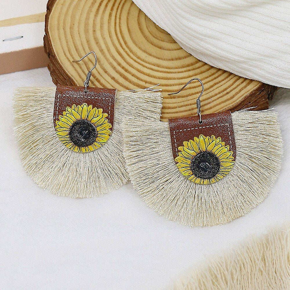 Wholesale Tassel Boho Color Scallop Earrings