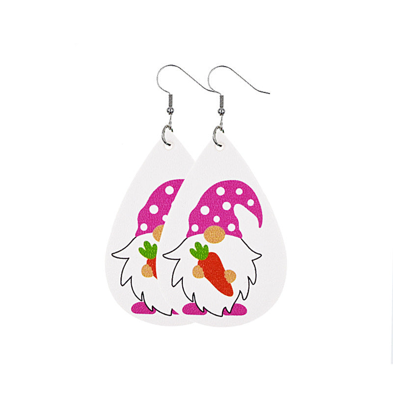 Wholesale leather St. Patrick's dwarf hooded leather leather earrings