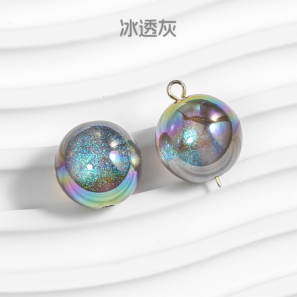 Wholesale 50pcs/1pack Mermaid Cat Eye Through Hole Starry Sky Dyeing DIY Handmade Beads