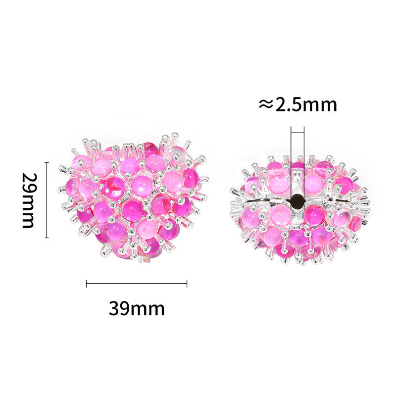 Wholesale 5pcs love diamond beads round beads DIY bracelet beads