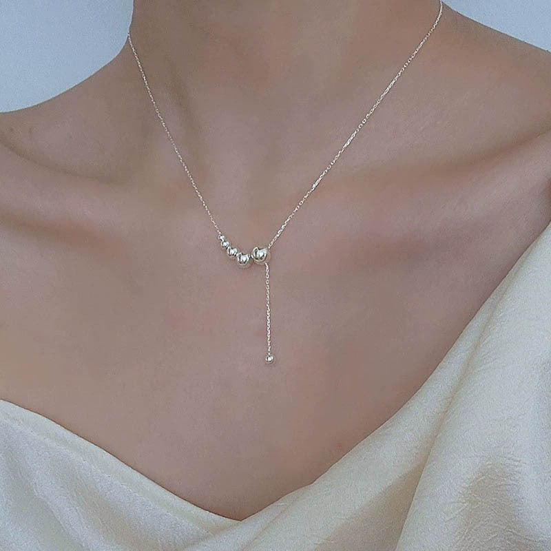 Wholesale S925 Sterling Silver Gradient Ball Necklace Clavicle Chain