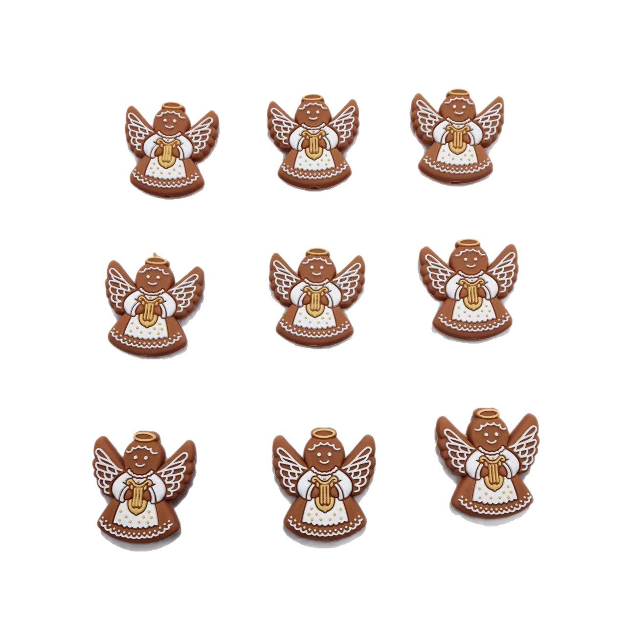 Wholesale 10pcs/ pack Gingerbread Man Angel Silicone Cartoon Beads