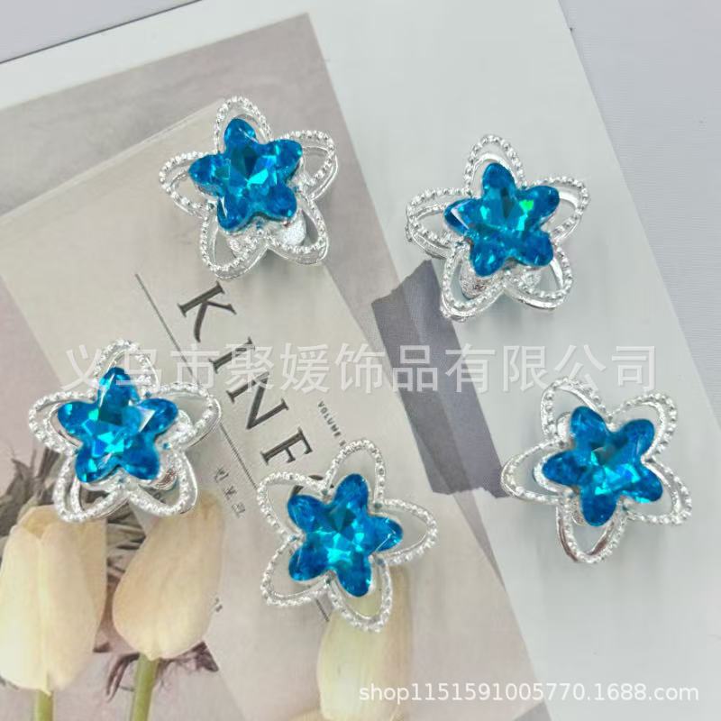 Wholesale 20pcs Alloy Double-sided Hollowed-out Star Beads/ Spacer 3D Crystal Beads