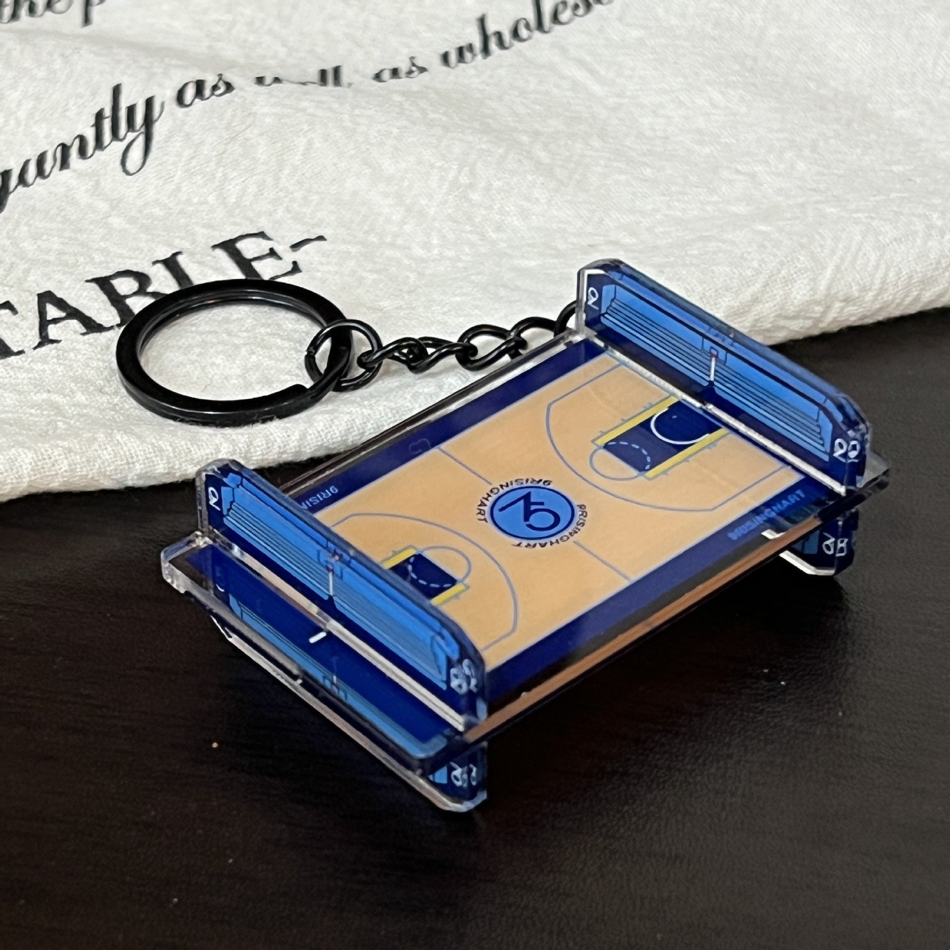 Wholesale Acrylic sports basketball court keychain