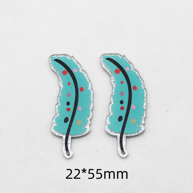 Wholesale 10pcs Acrylic Diy Glitter Feather Cute Jewelry Accessories