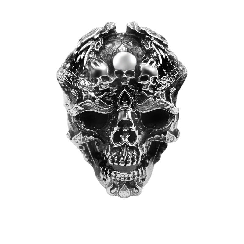 Wholesale Retro Thai silver exaggerated domineering skull ring